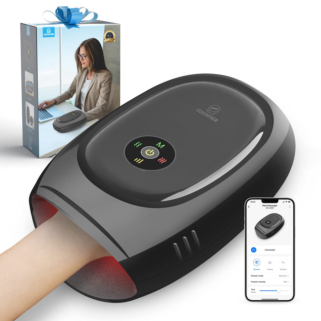 COMFIER Smart Hand Massager MachineAPP ControlHand Massage with Heat and CompressionMassager for ArthristisCarpal TunnelHand Wrist Finger Massager3 Heat Levels&3 IntensitiesGifts for WomenMen